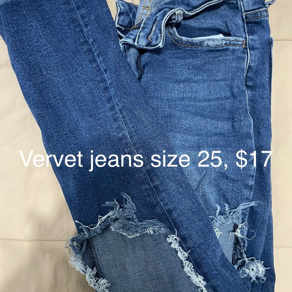VERVET BY FLYING MONKEY Dark Blue Distressed Skinny Jeans